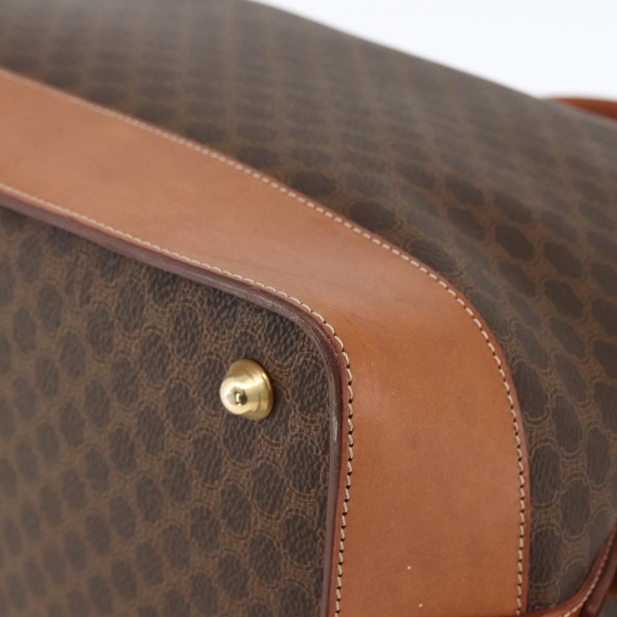 CELINE Macadam Canvas Hand Bag PVC Leather Brown Gold Auth 173794