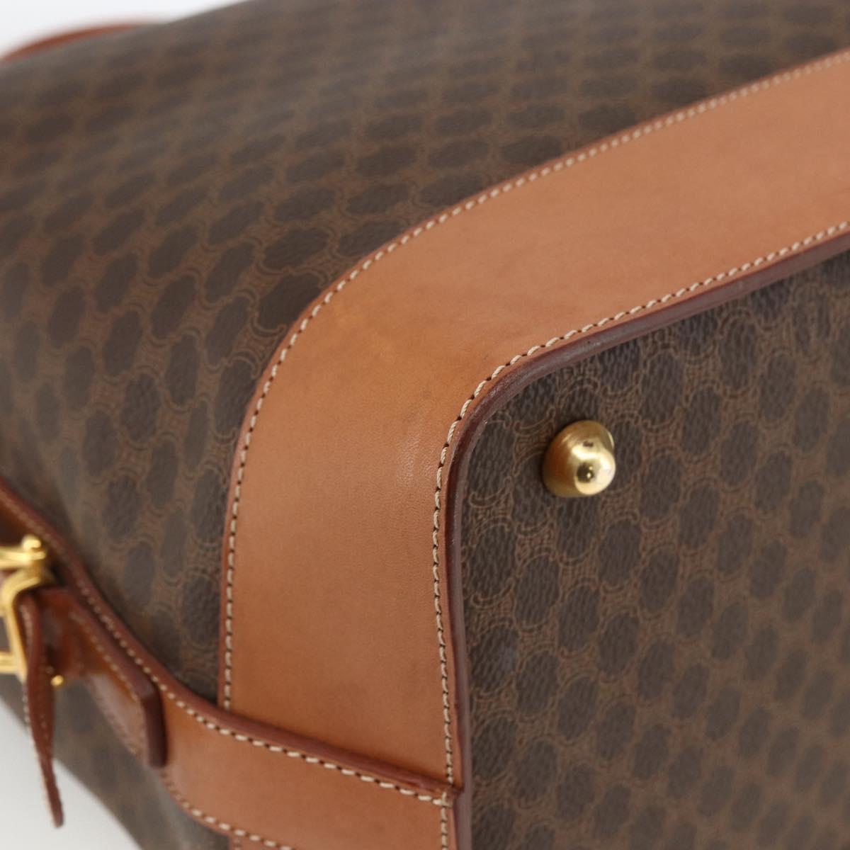 CELINE Macadam Canvas Hand Bag PVC Leather Brown Gold Auth 173794