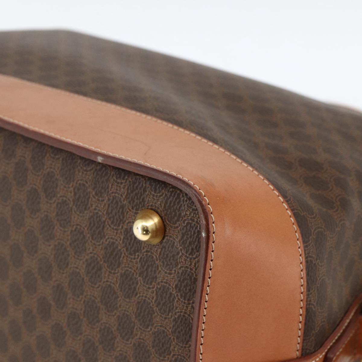 CELINE Macadam Canvas Hand Bag PVC Leather Brown Gold Auth 173794