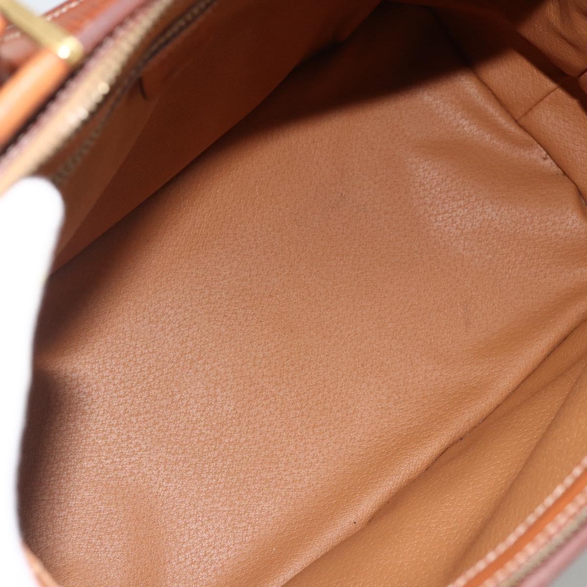 CELINE Macadam Canvas Hand Bag PVC Leather Brown Gold Auth 173794