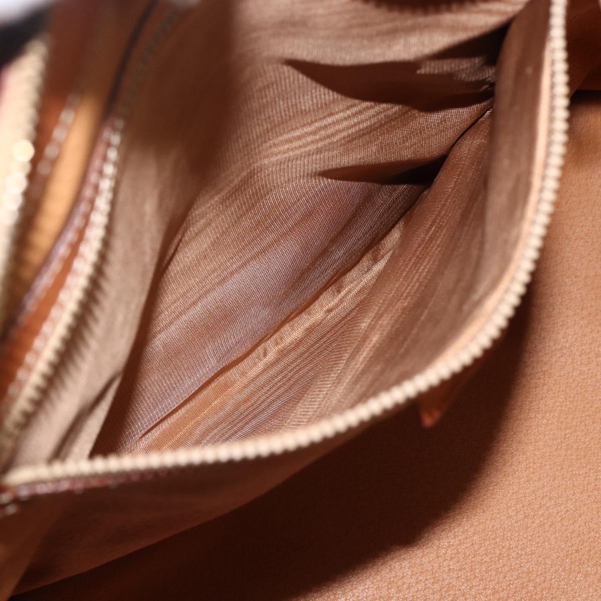 CELINE Macadam Canvas Hand Bag PVC Leather Brown Gold Auth 173794