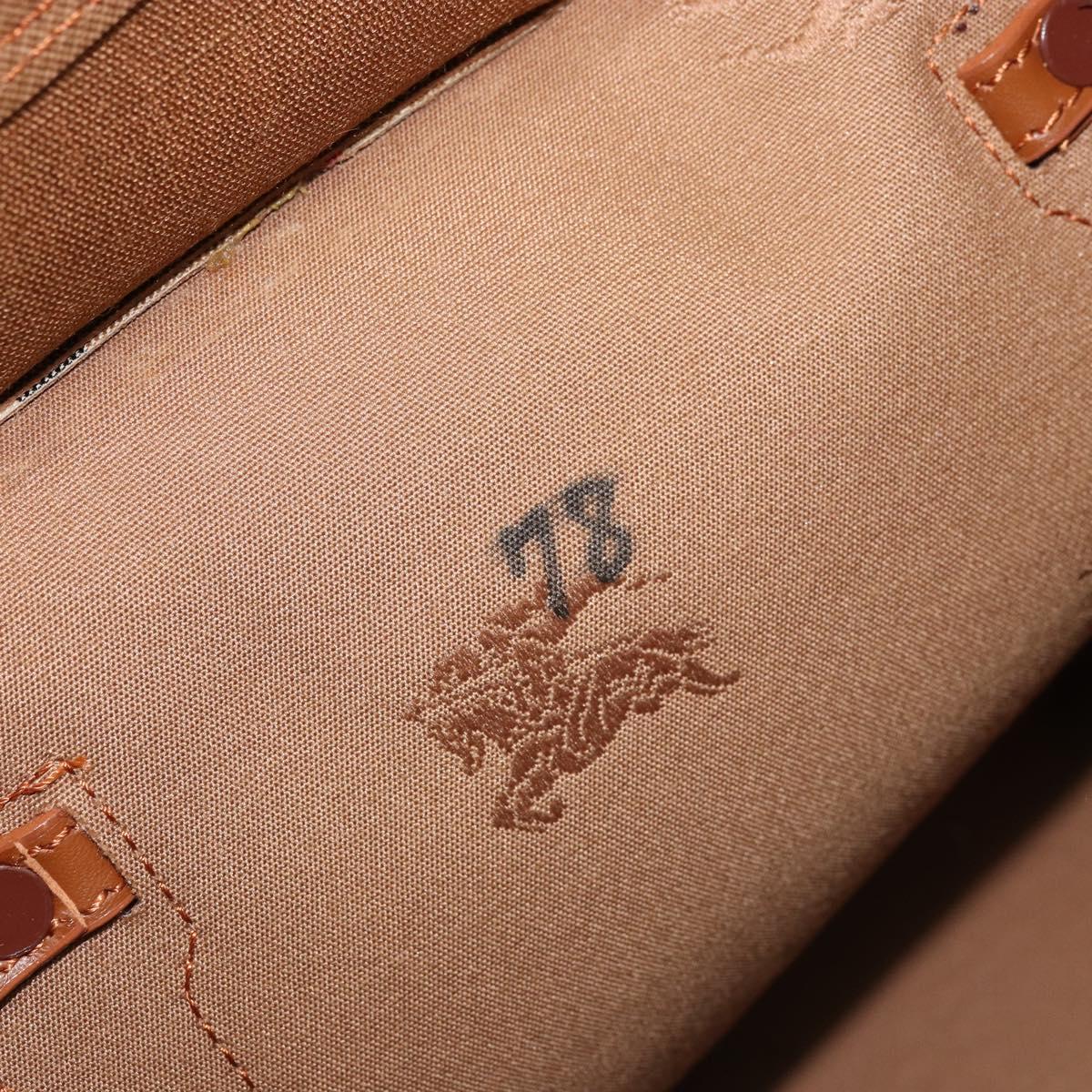 Burberrys Nova Check Hand Bag Canvas Beige Gold Auth 173795