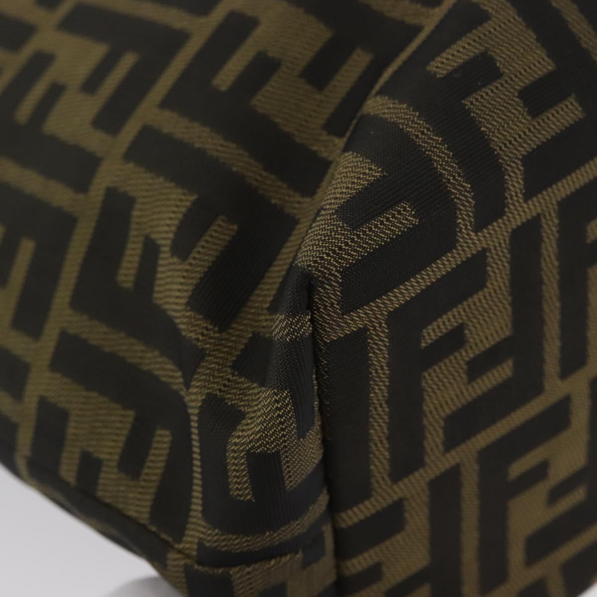 FENDI Zucca Canvas Hand Bag Black Brown Auth 173796