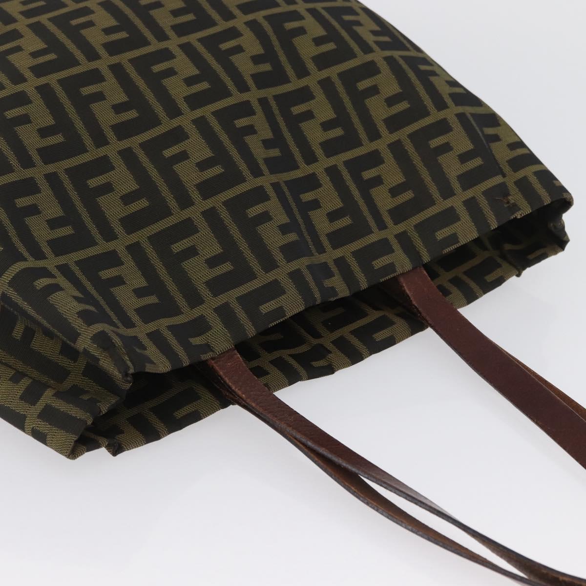 FENDI Zucca Canvas Hand Bag Black Brown Auth 173796
