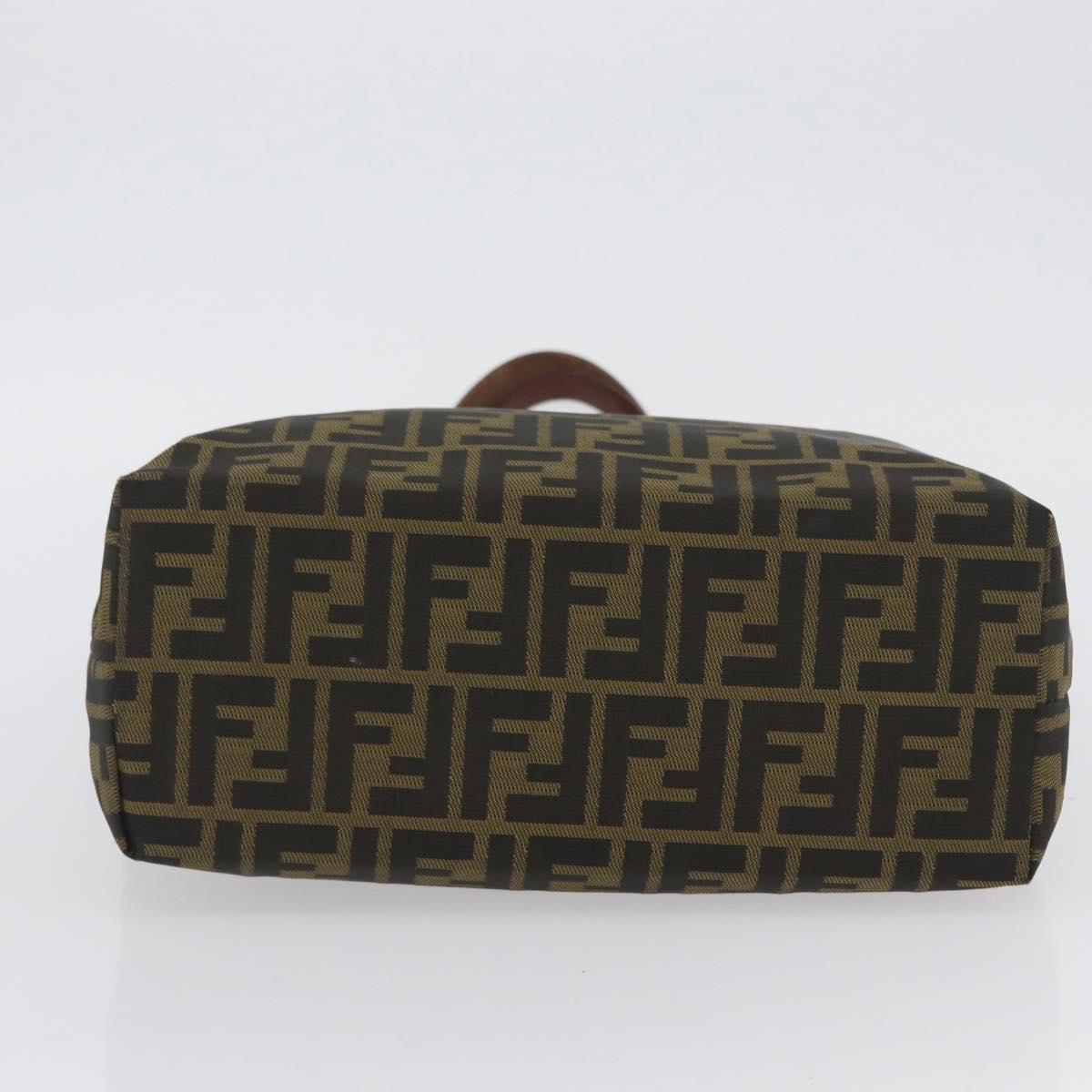 FENDI Zucca Canvas Hand Bag Black Brown Auth 173796