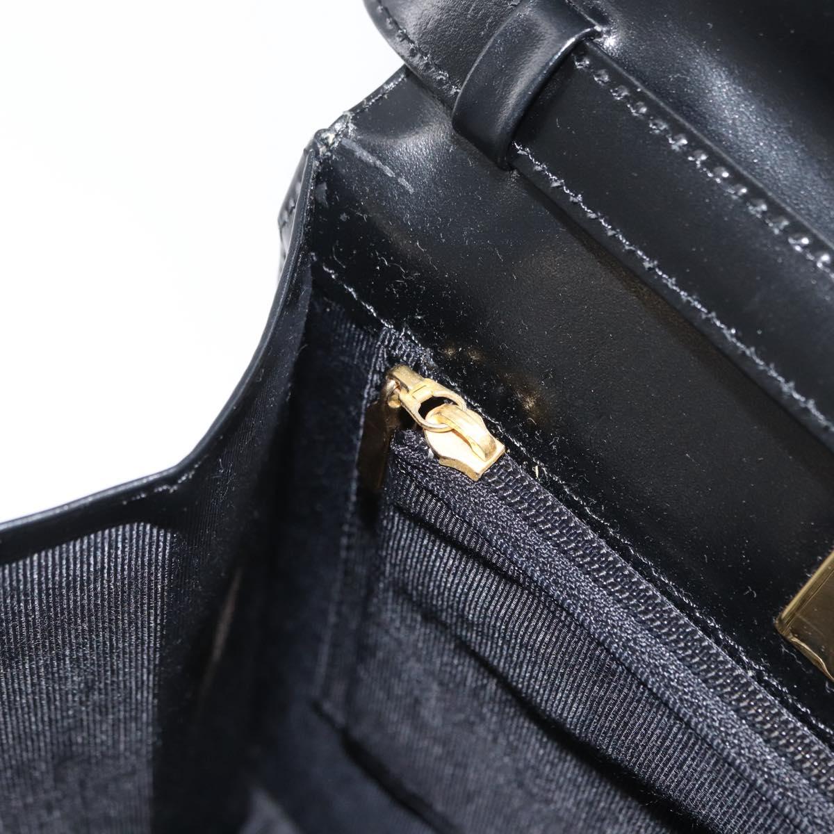 GIVENCHY Hand Bag Leather 2way Black Gold Auth 173799