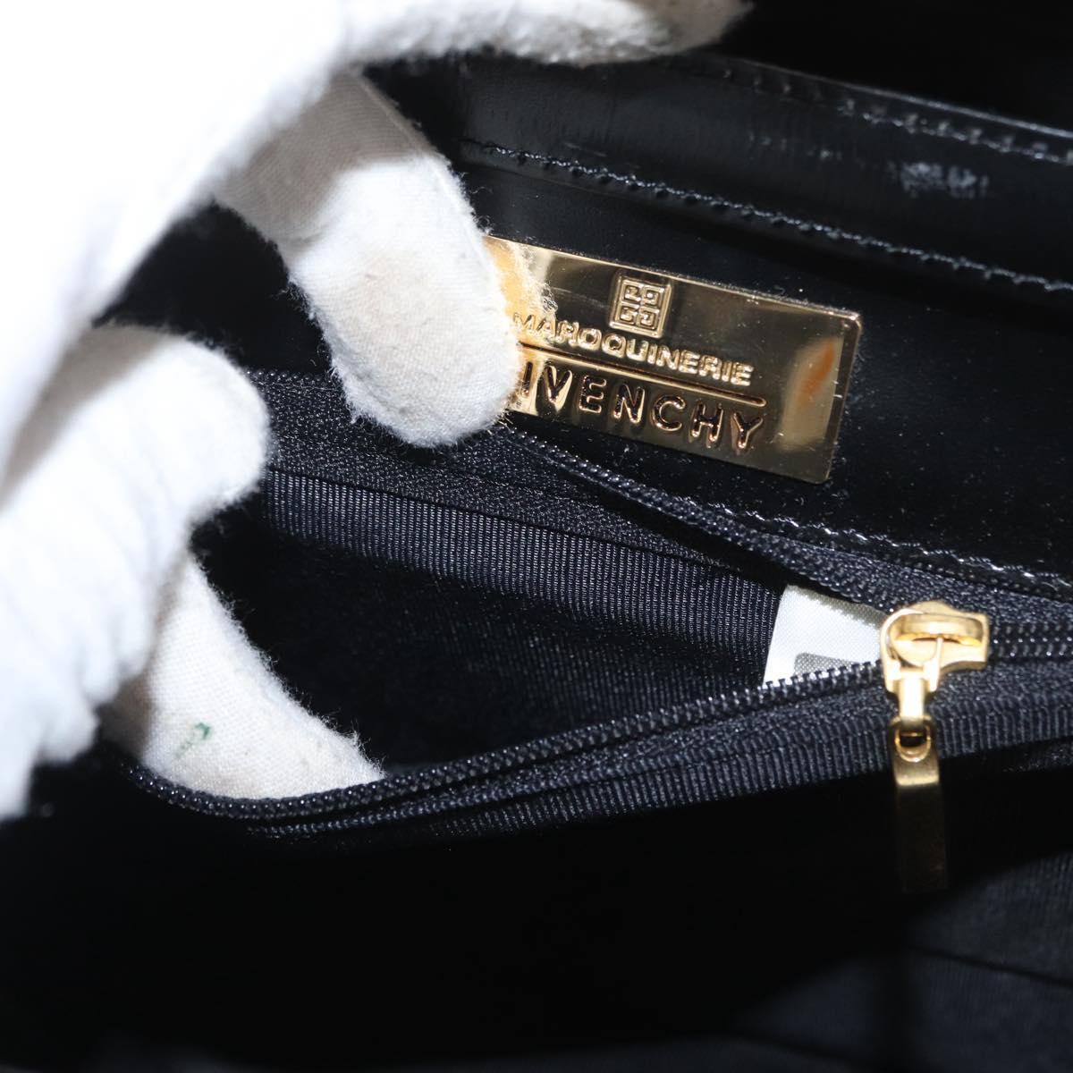 GIVENCHY Hand Bag Leather 2way Black Gold Auth 173799