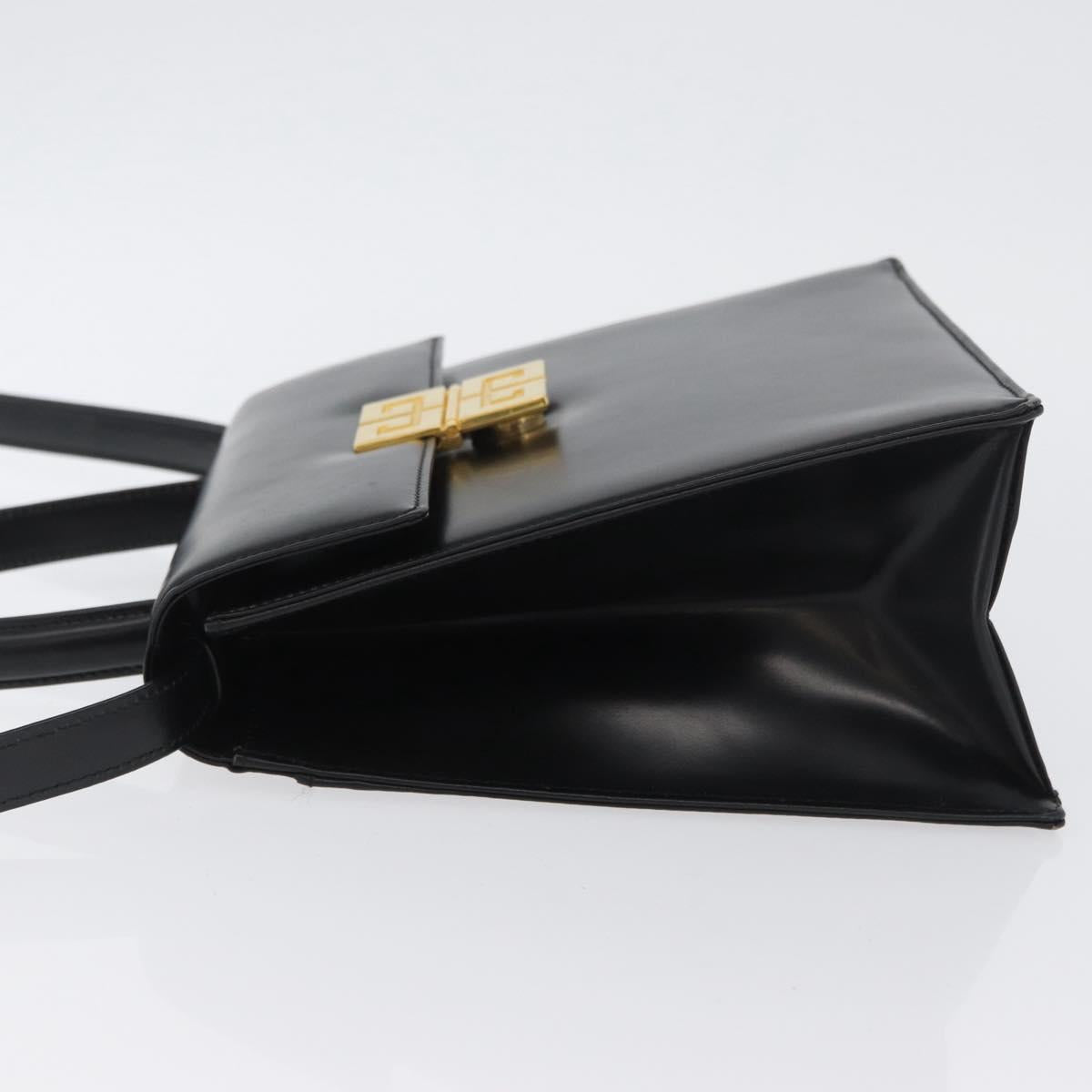 GIVENCHY Hand Bag Leather 2way Black Gold Auth 173799