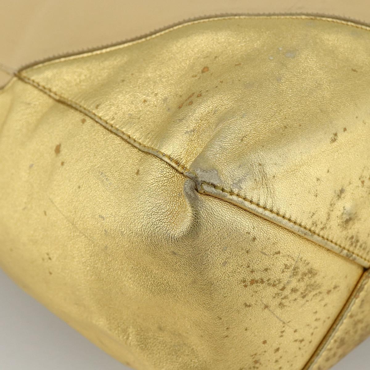 CELINE Tote Bag Leather Gold Auth 173800