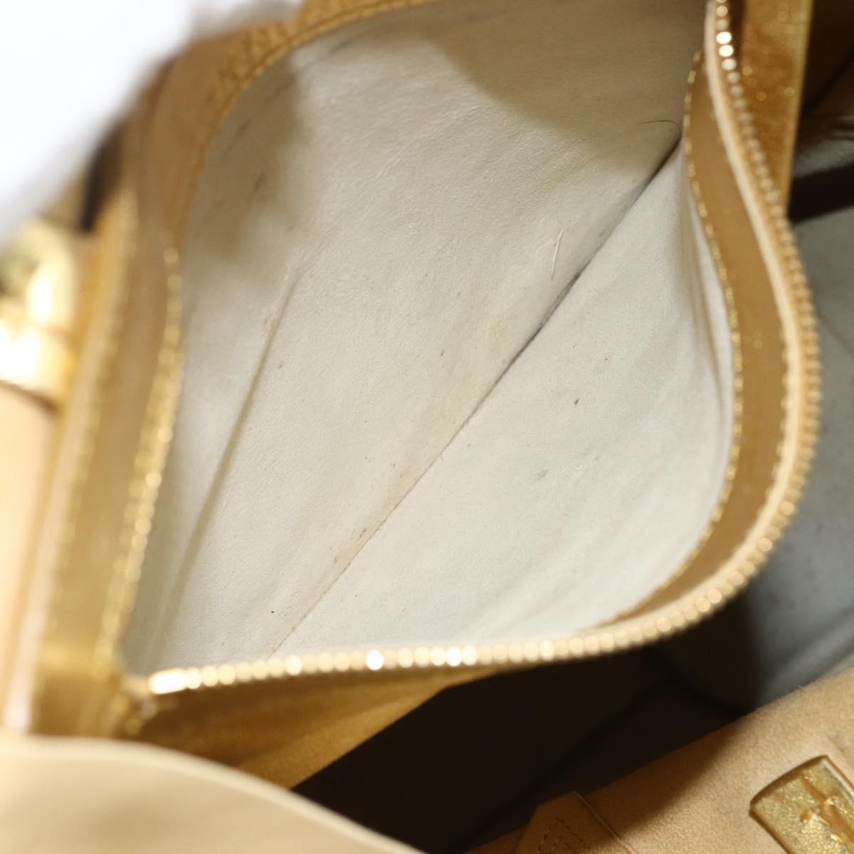 CELINE Tote Bag Leather Gold Auth 173800