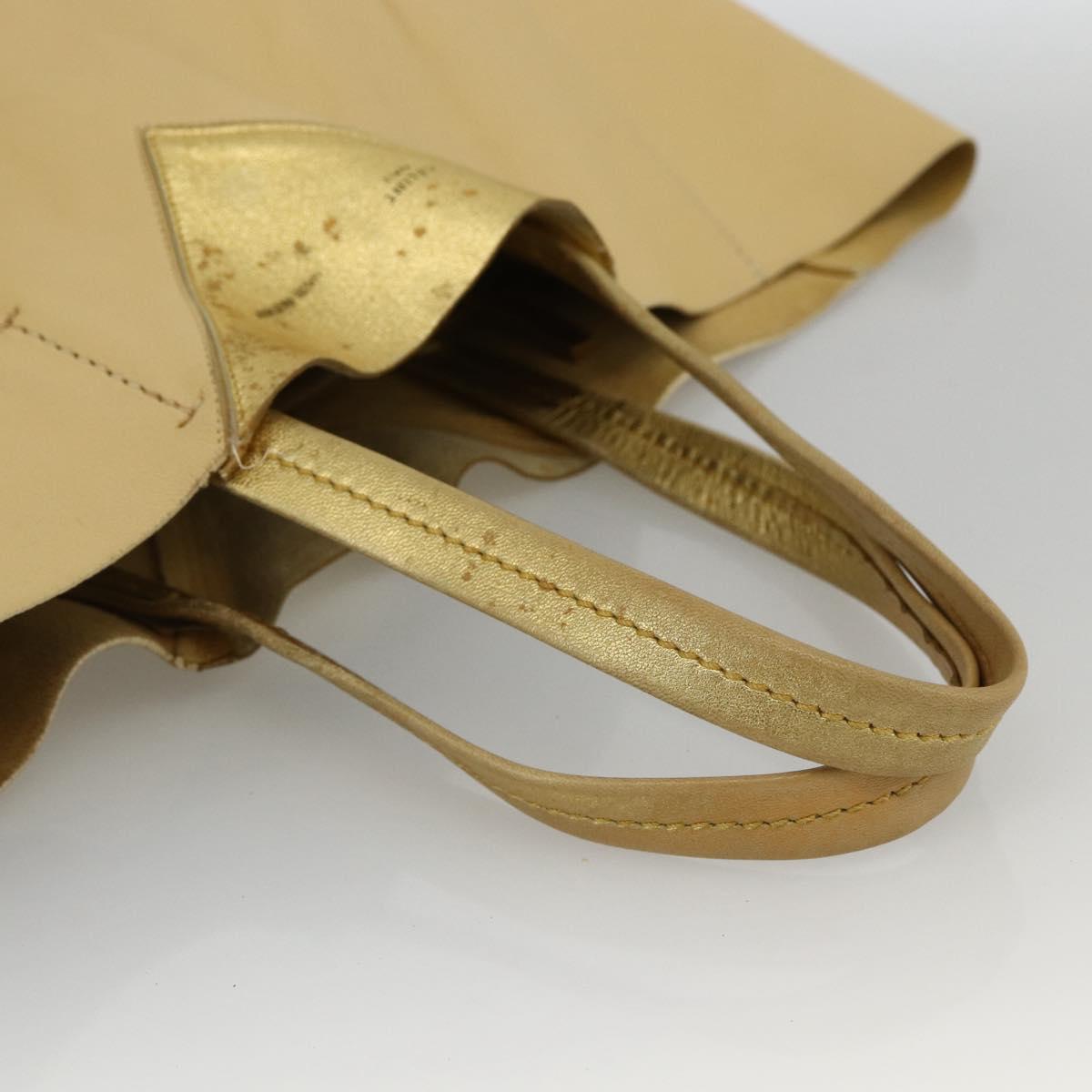 CELINE Tote Bag Leather Gold Auth 173800