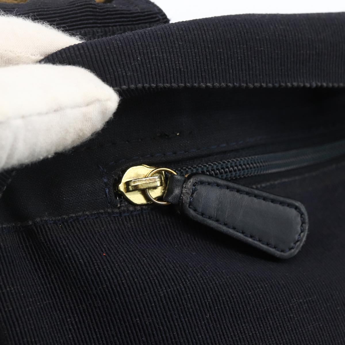 Salvatore Ferragamo Tote Bag Canvas Navy Gold Auth 173801