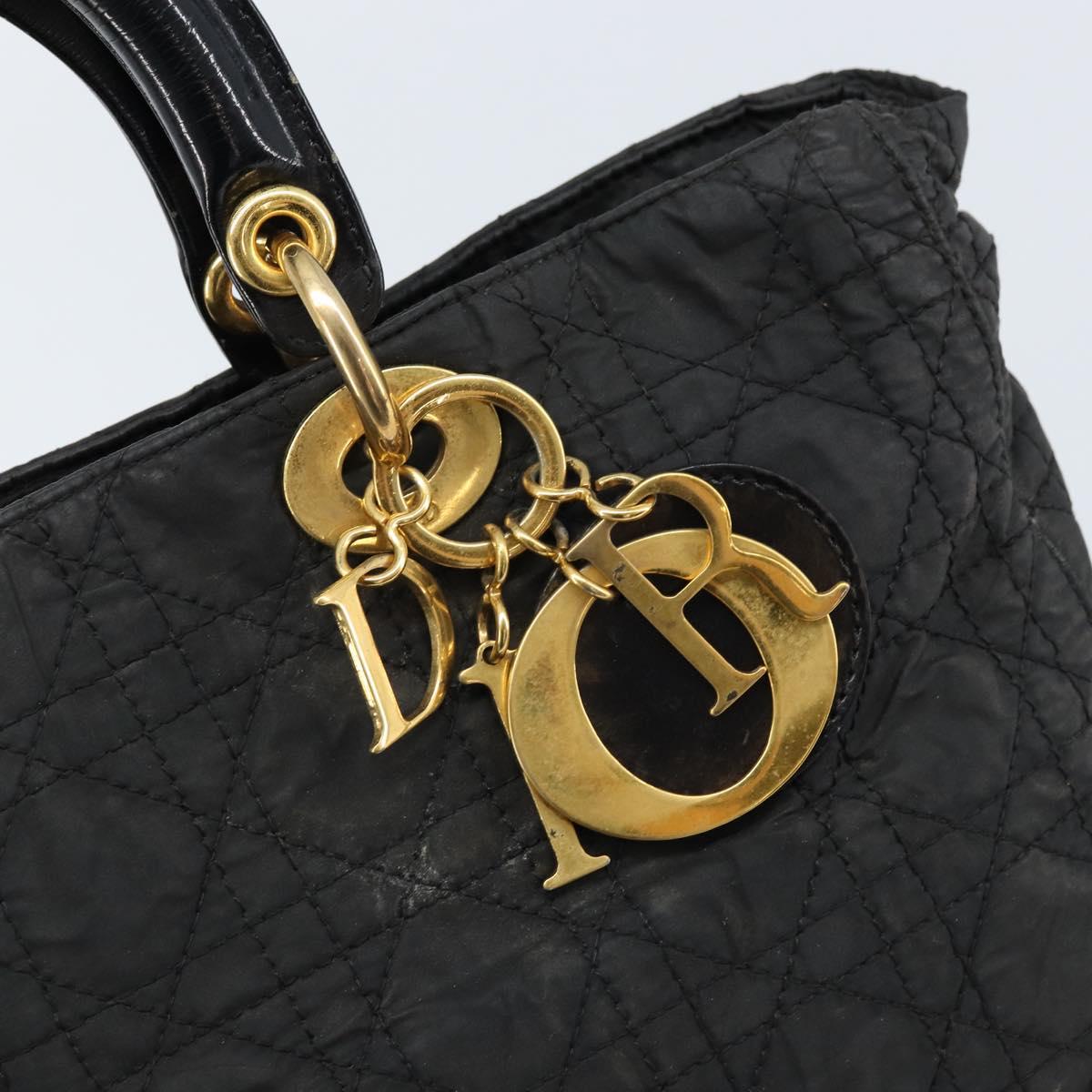 Christian Dior Lady Dior Hand Bag Nylon Pink Gold Auth 173806