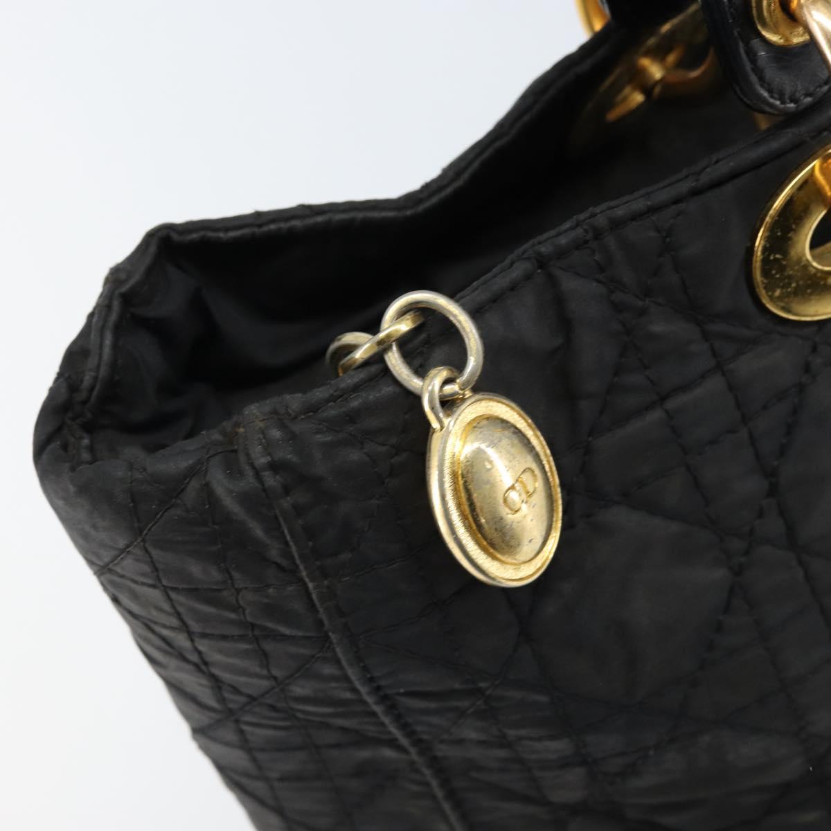Christian Dior Lady Dior Hand Bag Nylon Pink Gold Auth 173806