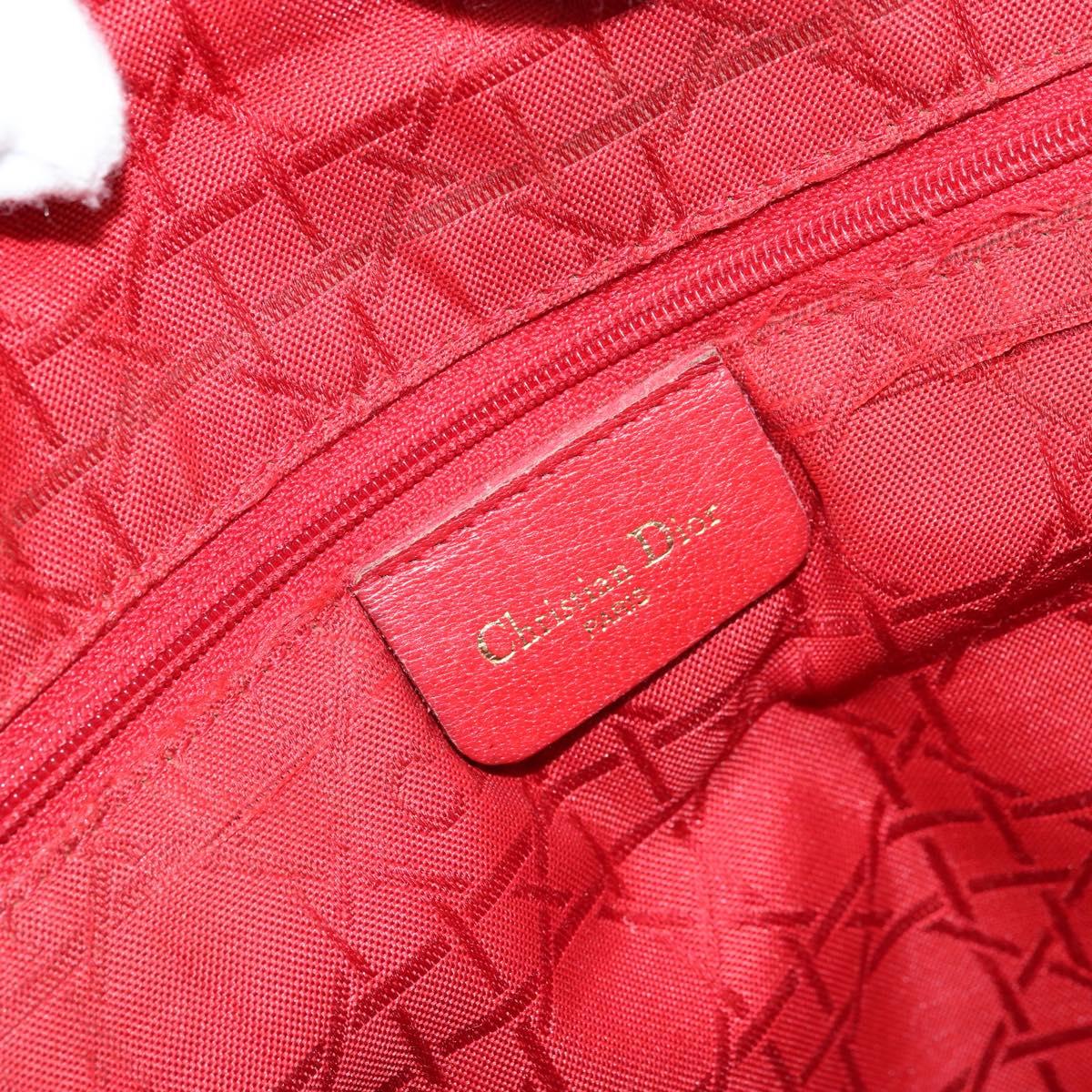 Christian Dior Lady Dior Hand Bag Nylon Pink Gold Auth 173806