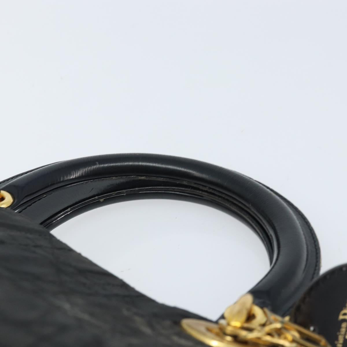 Christian Dior Lady Dior Hand Bag Nylon Pink Gold Auth 173806