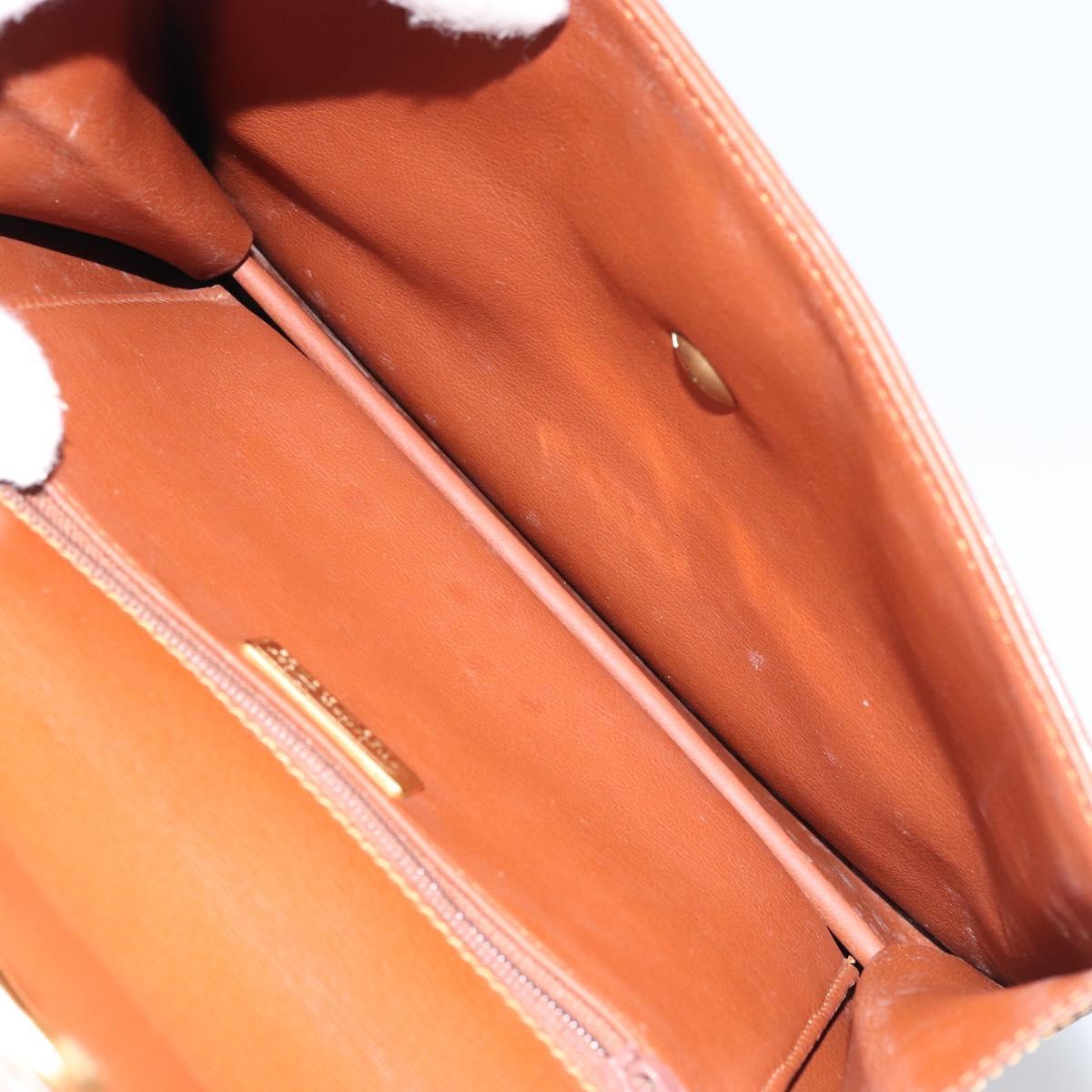 Christian Dior Clutch Bag Leather Brown Gold Auth 173808