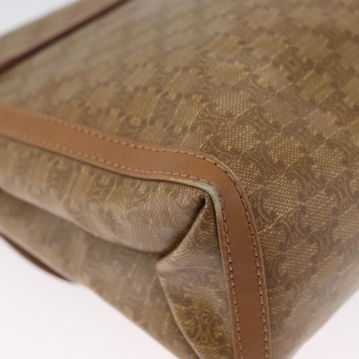 CELINE Macadam Canvas Shoulder Bag PVC Beige Gold Auth 173810