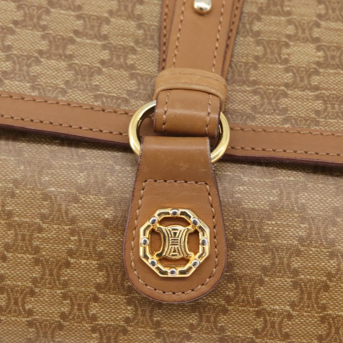 CELINE Macadam Canvas Shoulder Bag PVC Beige Gold Auth 173810