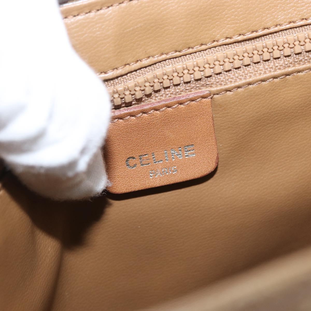 CELINE Macadam Canvas Shoulder Bag PVC Beige Gold Auth 173810