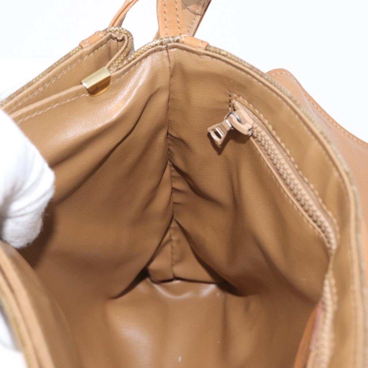 CELINE Macadam Canvas Shoulder Bag PVC Beige Gold Auth 173810