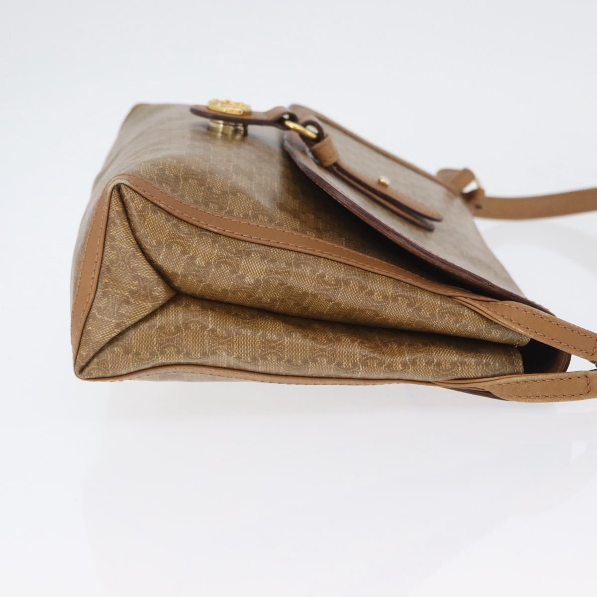 CELINE Macadam Canvas Shoulder Bag PVC Beige Gold Auth 173810