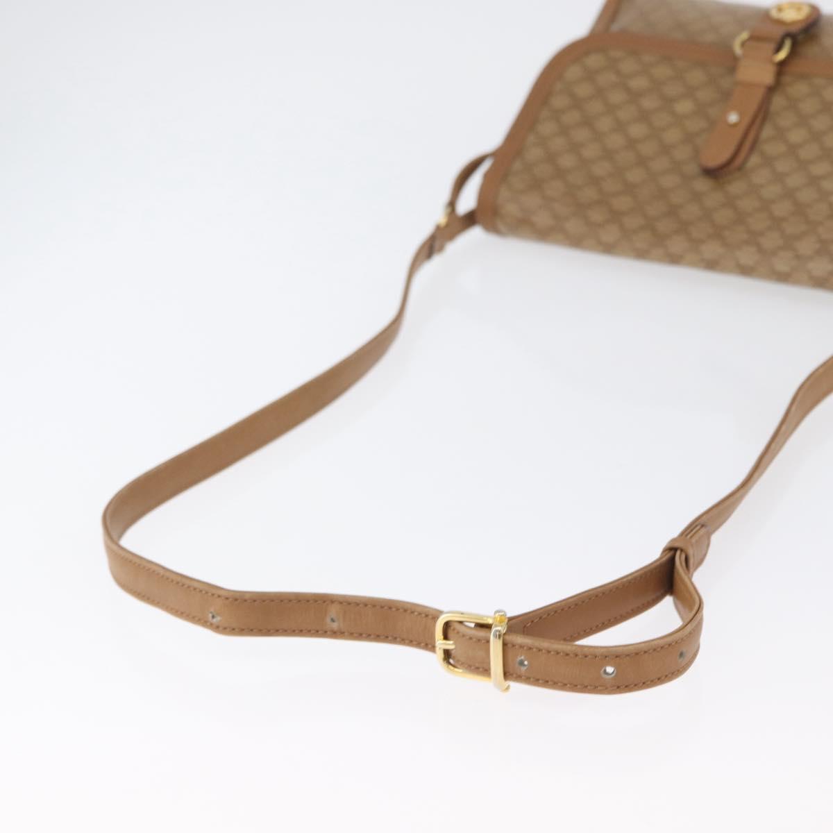 CELINE Macadam Canvas Shoulder Bag PVC Beige Gold Auth 173810