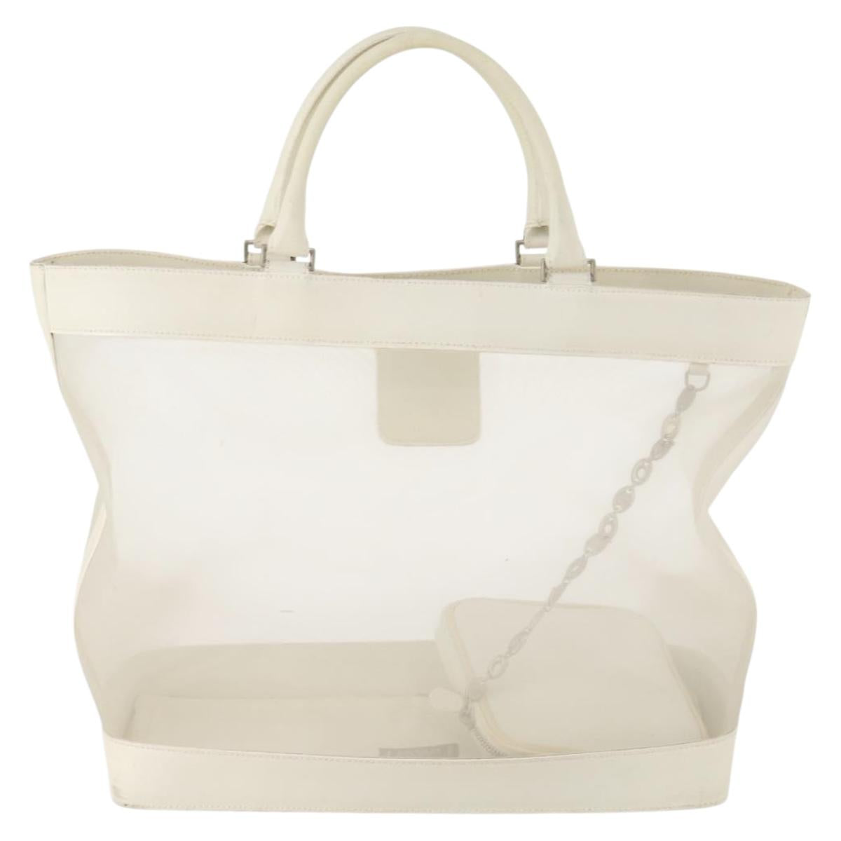 Gianni Versace mesh Tote Bag Nylon White Auth 173811