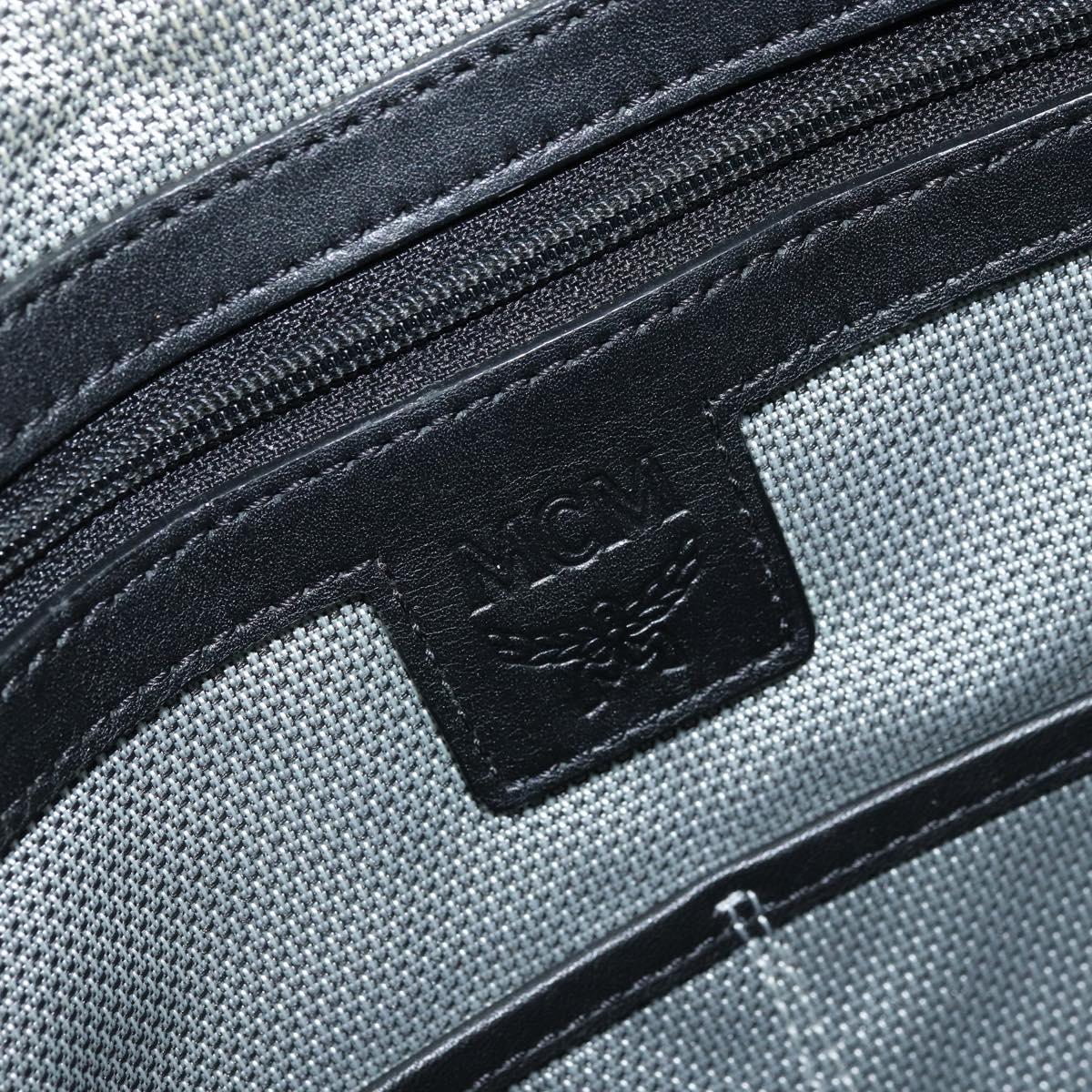 MCM Vicetos Logogram Clutch Bag Leather Black Silver Auth 173812