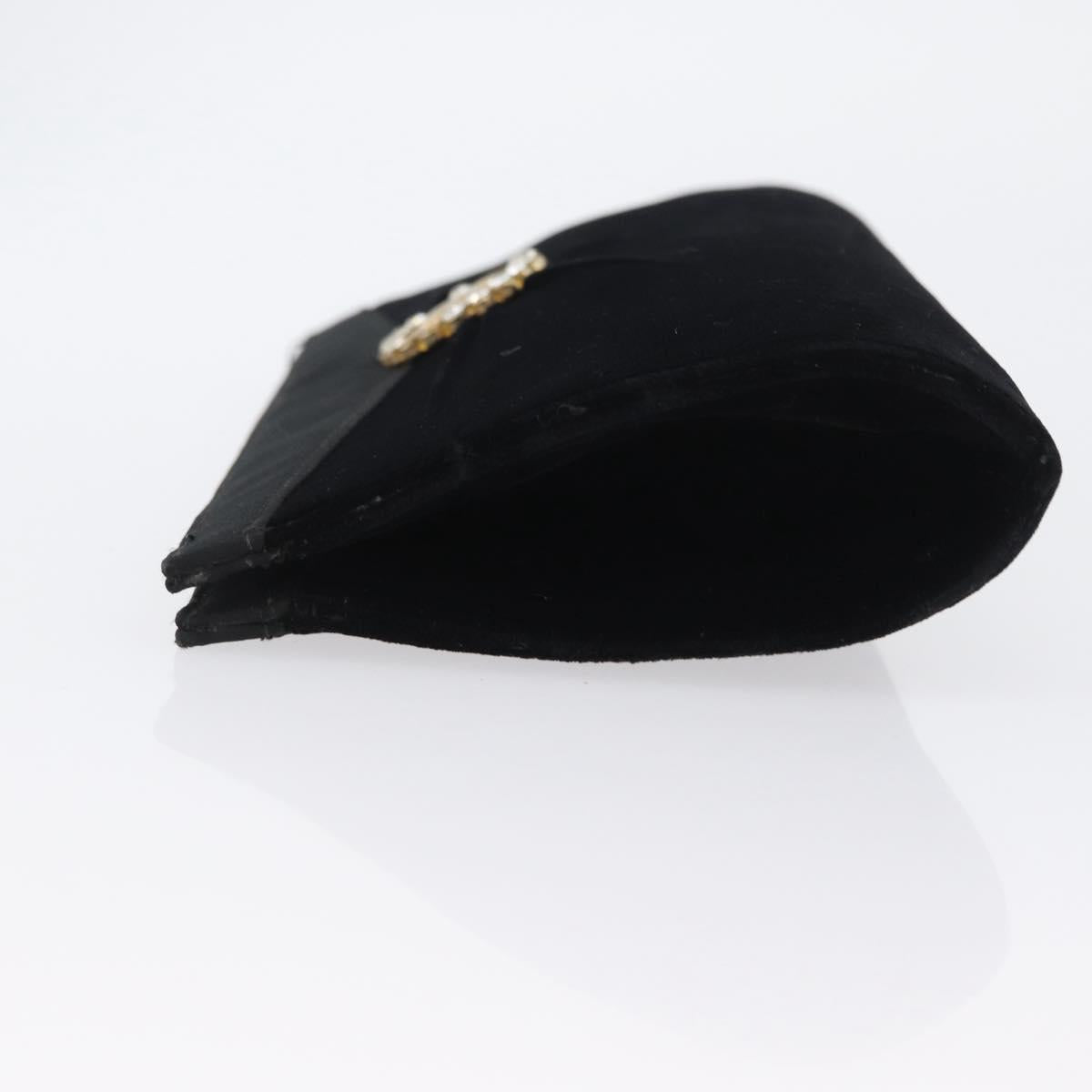 FENDI Clutch Bag Velor Black Gold Auth 173813