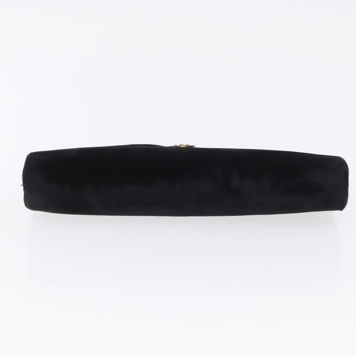 FENDI Clutch Bag Velor Black Gold Auth 173813