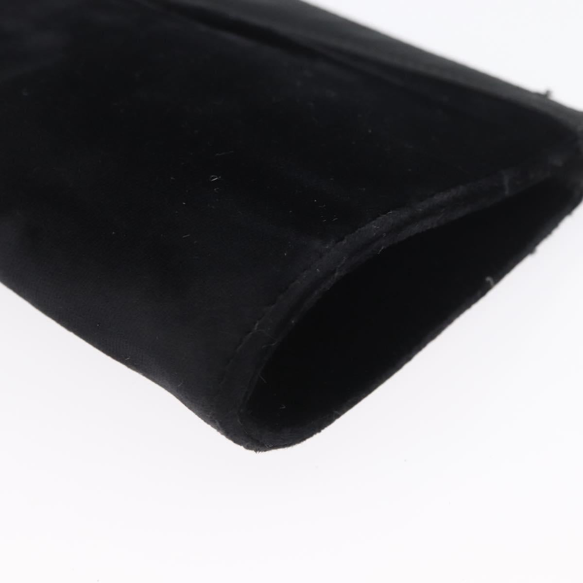 FENDI Clutch Bag Velor Black Gold Auth 173813