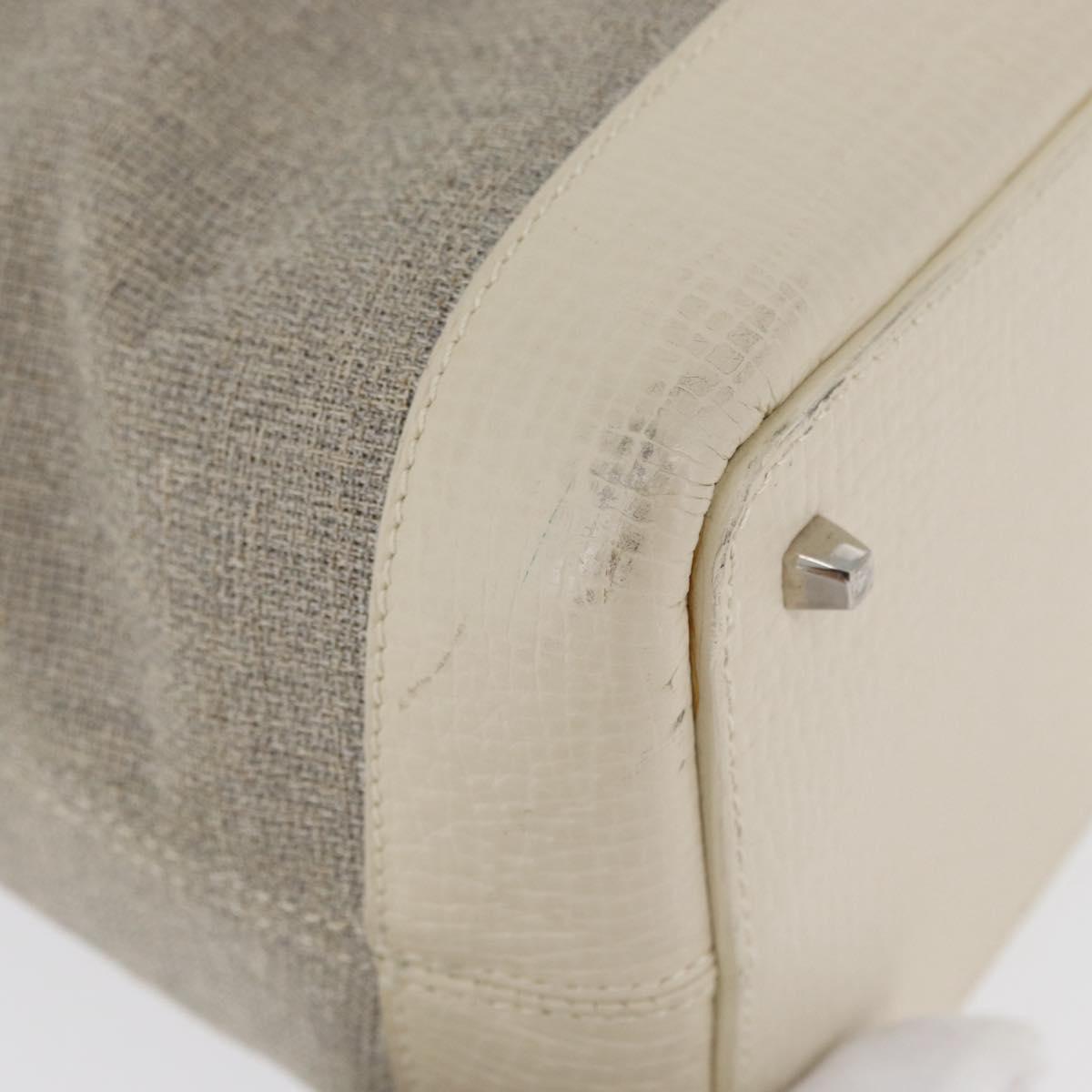 LOEWE Hand Bag Canvas Beige Silver Auth 173814