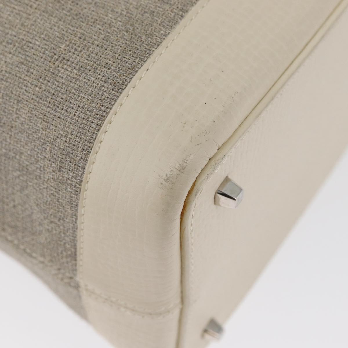 LOEWE Hand Bag Canvas Beige Silver Auth 173814