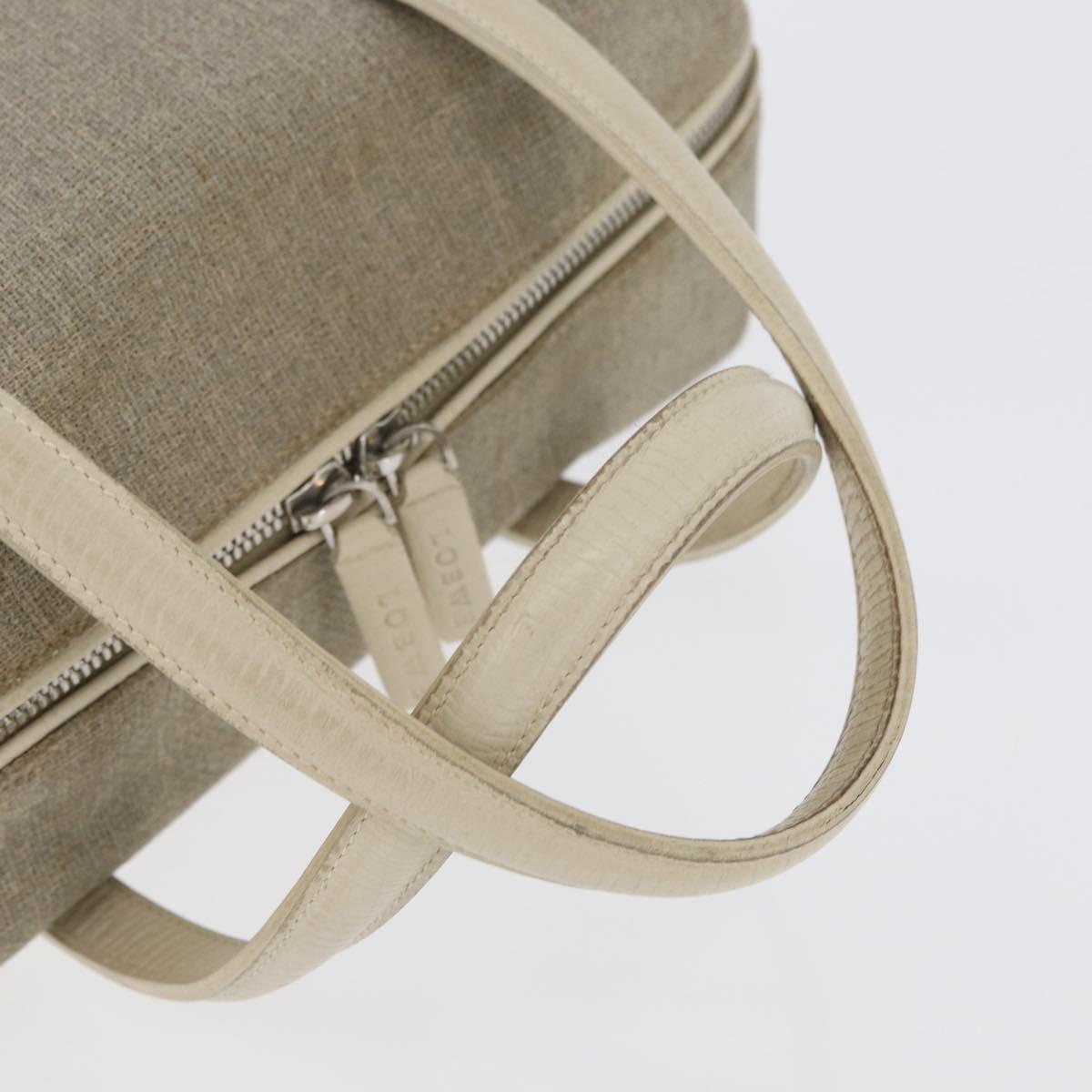 LOEWE Hand Bag Canvas Beige Silver Auth 173814
