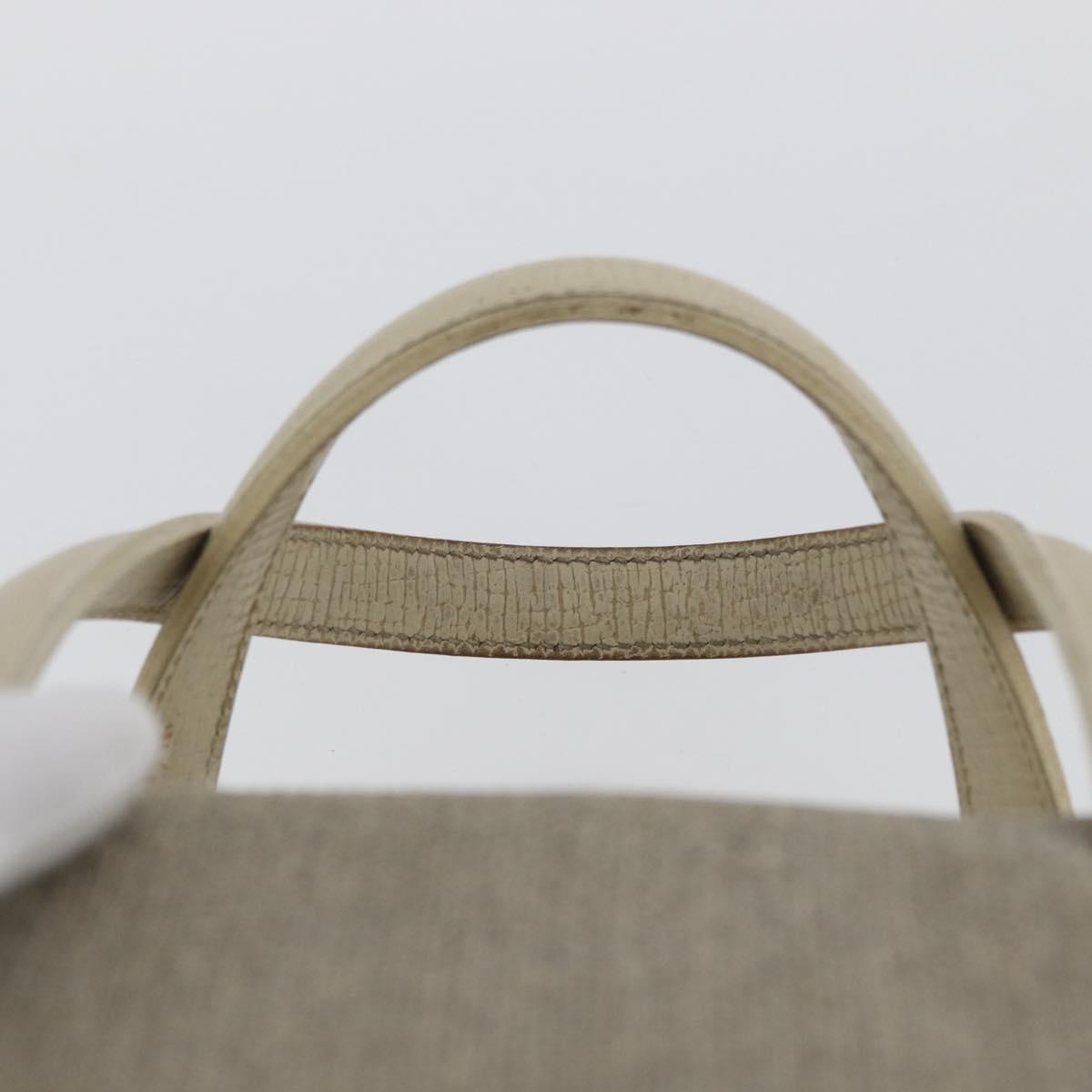LOEWE Hand Bag Canvas Beige Silver Auth 173814