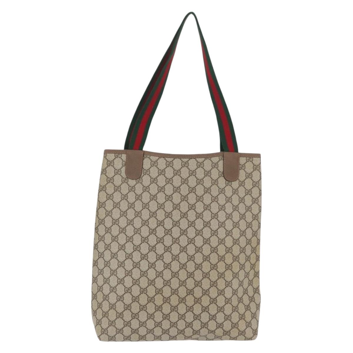GUCCI GG Supreme Web Sherry Line Bag PVC Beige Red Green 39 02 003 Auth 173817