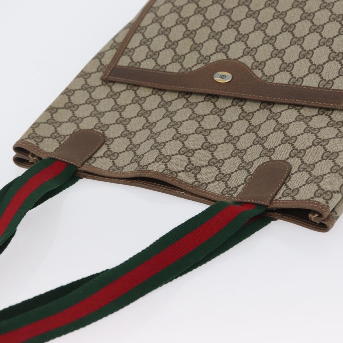 GUCCI GG Supreme Web Sherry Line Bag PVC Beige Red Green 39 02 003 Auth 173817