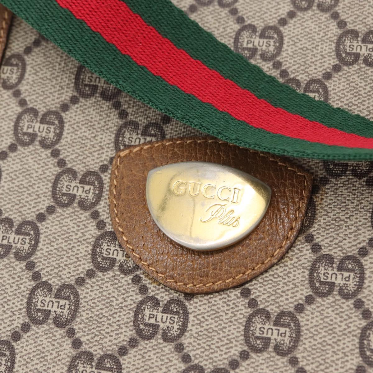 GUCCI GG Plus Supreme Web Sherry Line Tote Bag PVC Beige Red Green Auth 173818