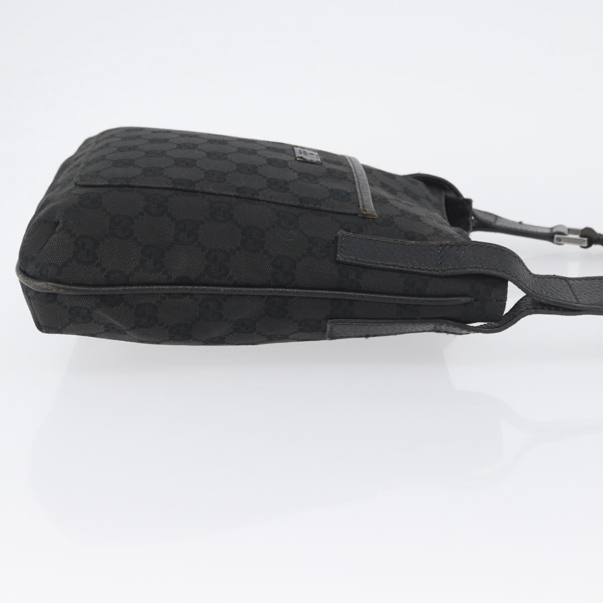 GUCCI GG Canvas Shoulder Bag Black Silver 122793 Auth 173821