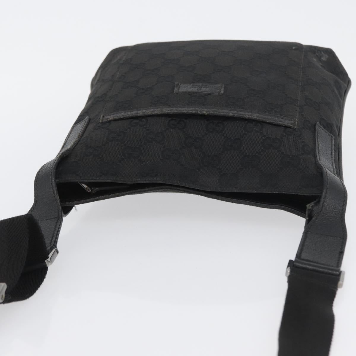 GUCCI GG Canvas Shoulder Bag Black Silver 122793 Auth 173821