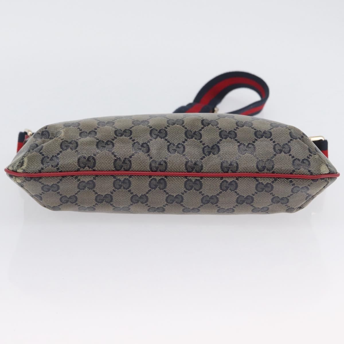 GUCCI GG Crystal Sherry Line Bag Coated Canvas Navy Gold 189749 Auth 173822