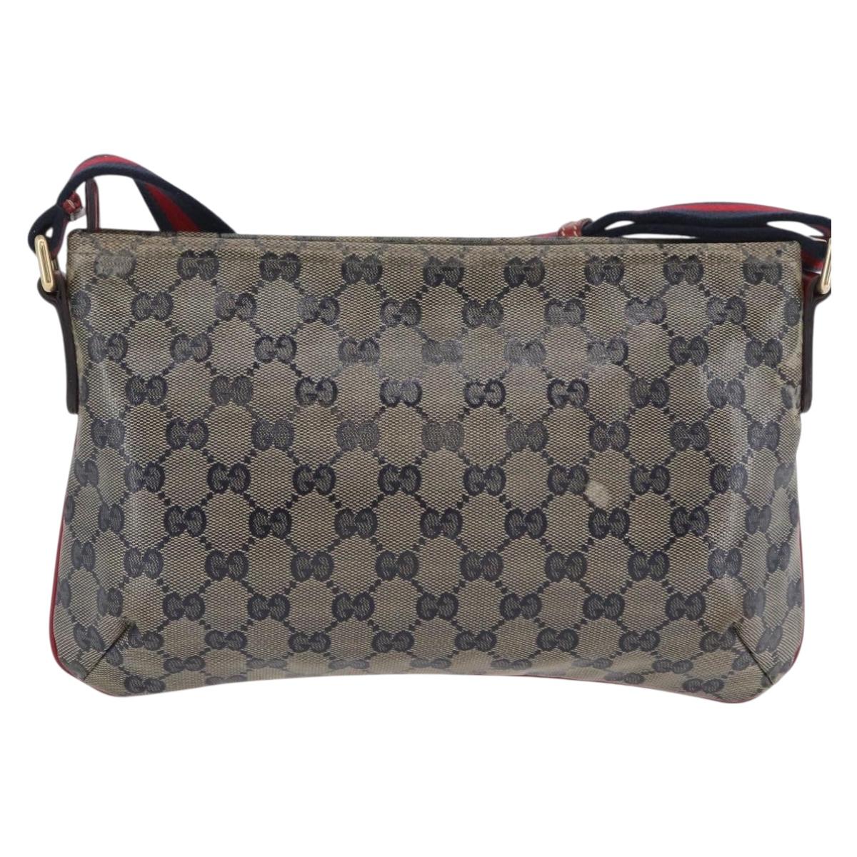 GUCCI GG Crystal Sherry Line Bag Coated Canvas Navy Gold 189749 Auth 173822