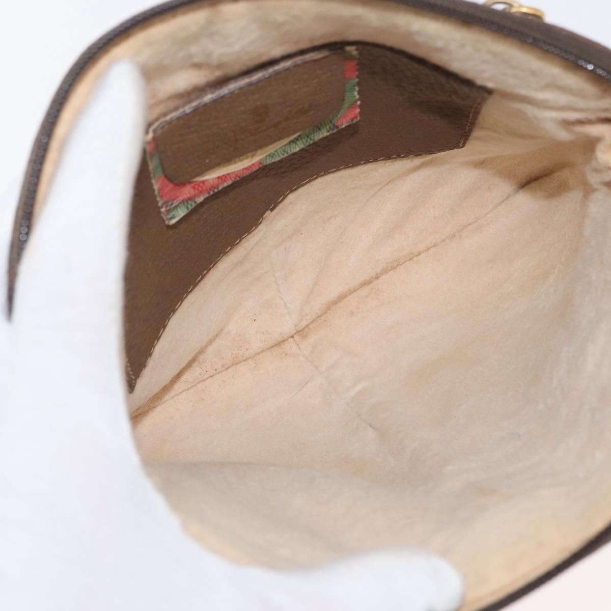 GUCCI GG Supreme Web Sherry Line Bag PVC Beige Gold 904 02 047 Auth 173823