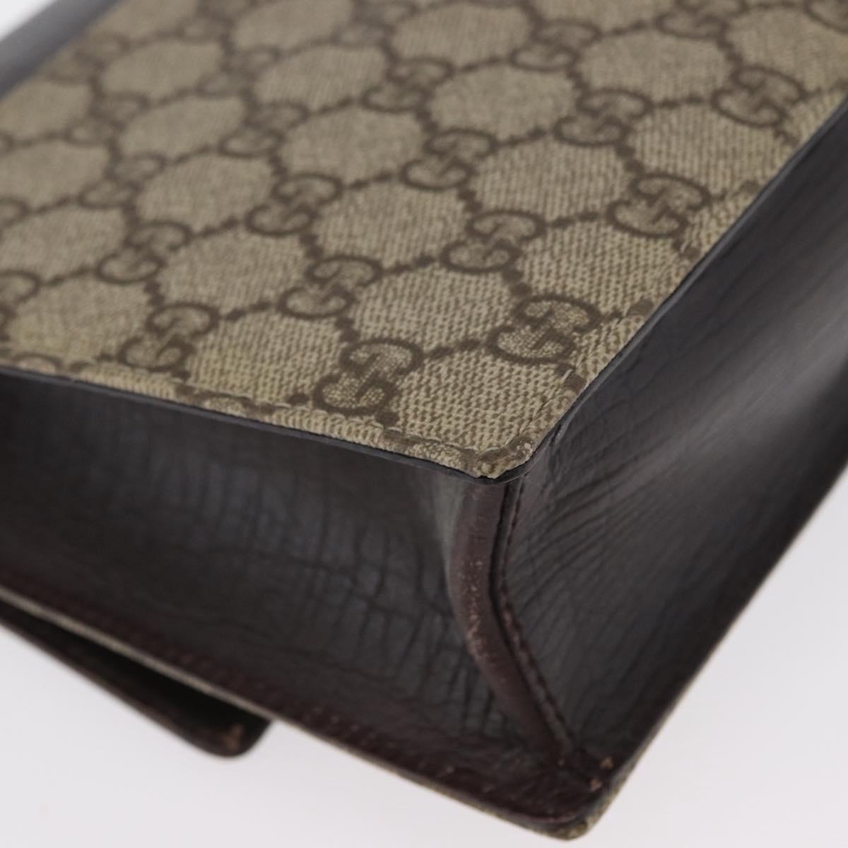 GUCCI GG Supreme Clutch Bag PVC Beige Silver 131213 Auth 173825