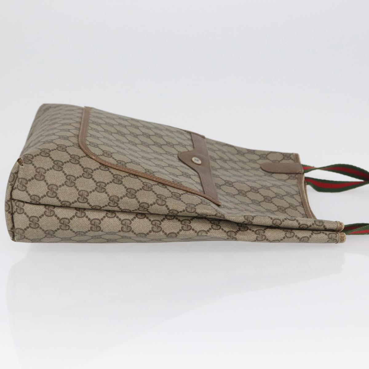 GUCCI GG Supreme Web Sherry Line Tote Bag PVC Beige Red 39 02 003 Auth 173826