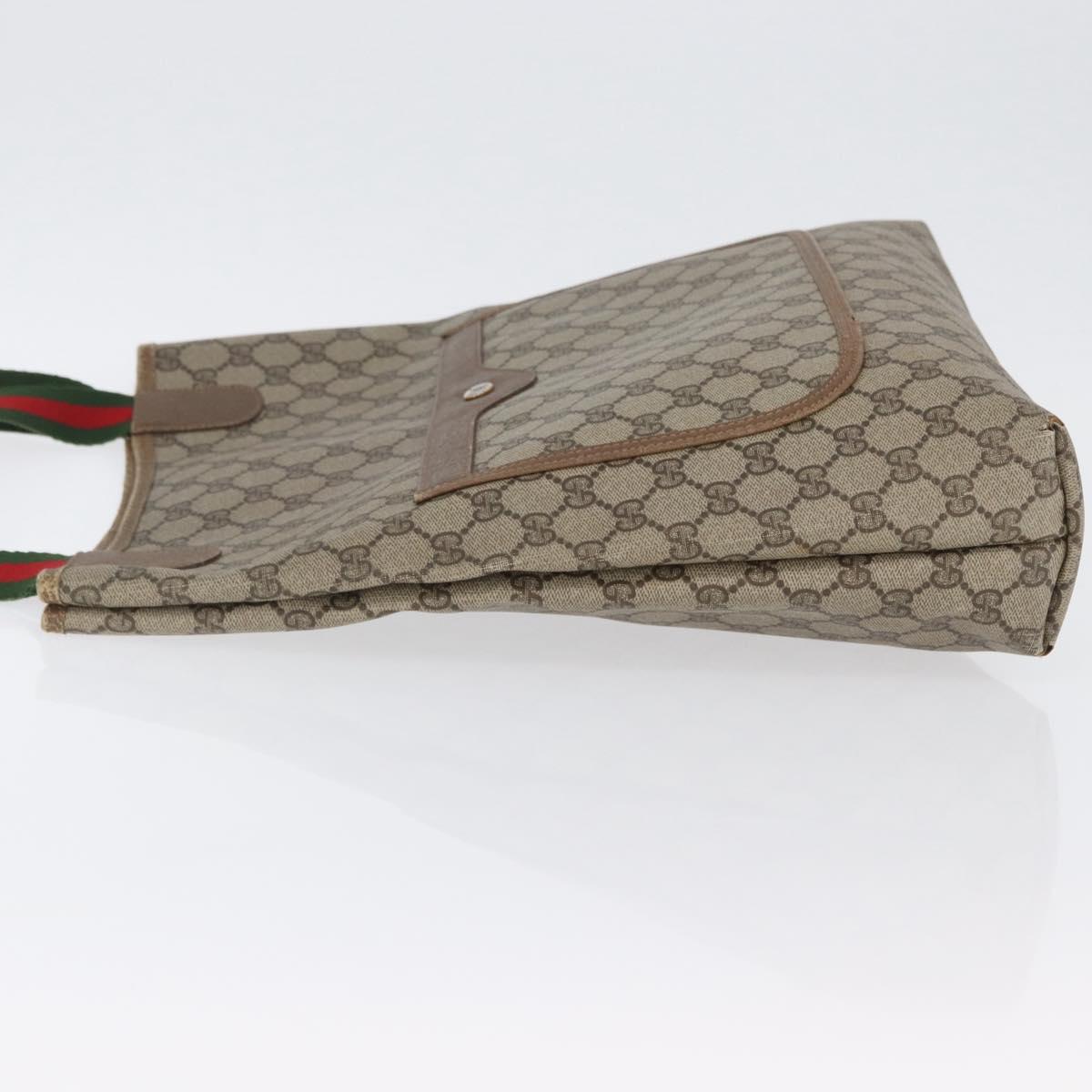 GUCCI GG Supreme Web Sherry Line Tote Bag PVC Beige Red 39 02 003 Auth 173826