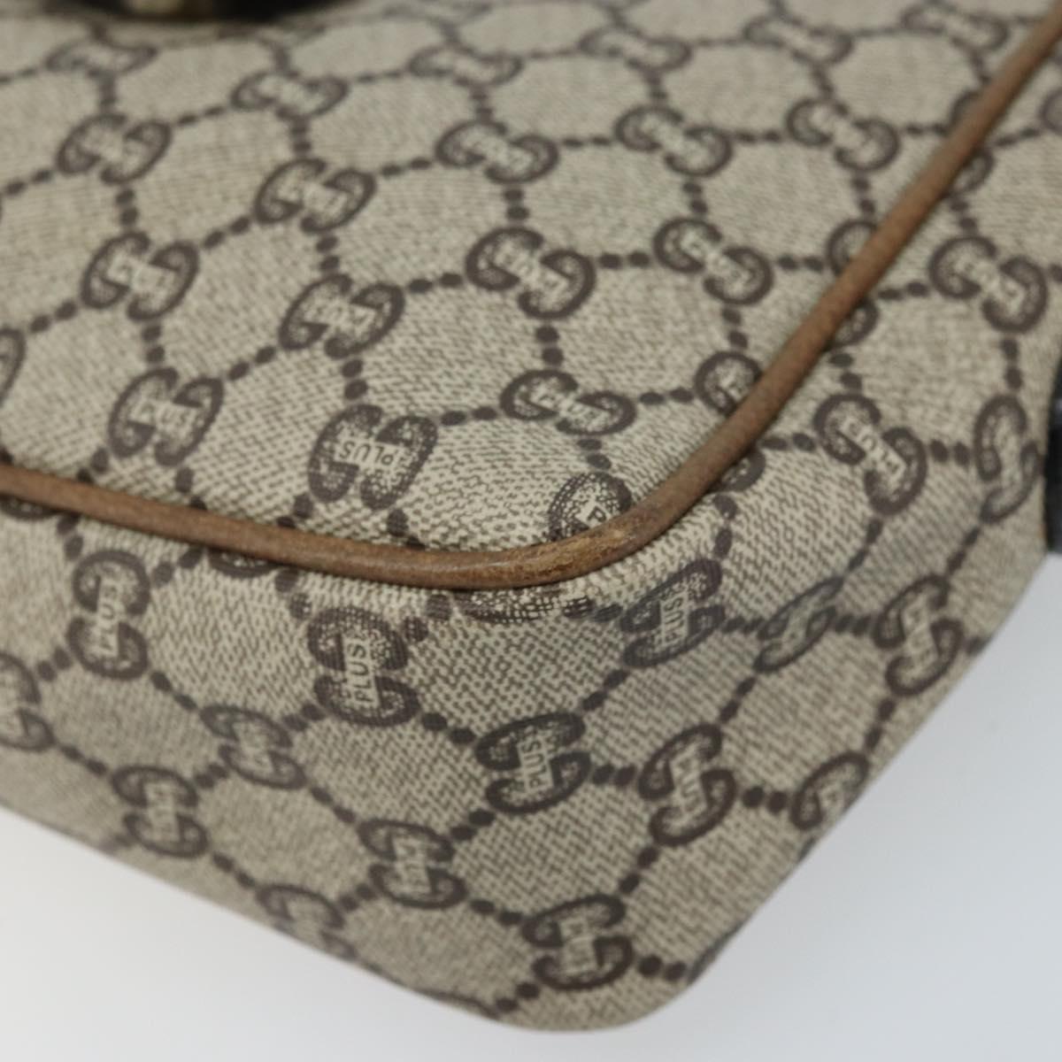 GUCCI GG Plus Supreme Shoulder Bag PVC Beige Gold Auth 173828