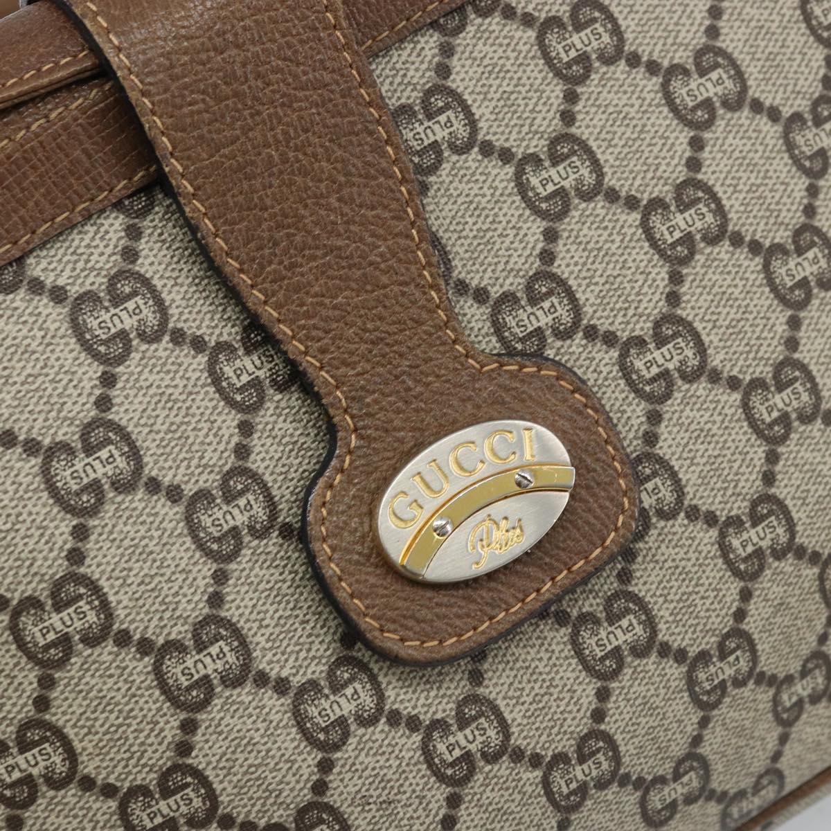 GUCCI GG Plus Supreme Shoulder Bag PVC Beige Gold Auth 173828