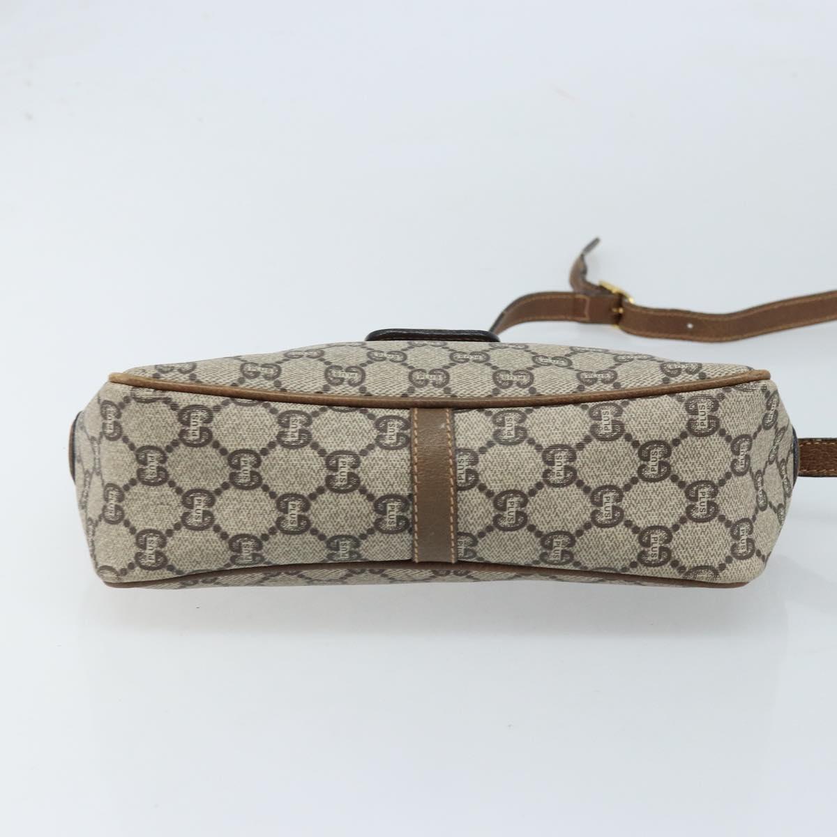 GUCCI GG Plus Supreme Shoulder Bag PVC Beige Gold Auth 173828